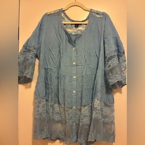 Roaman’s Blue Lace Women's Top